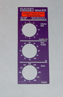 Baxter Bard Infus O.R. Smart Label, Tracrium, Label: L03