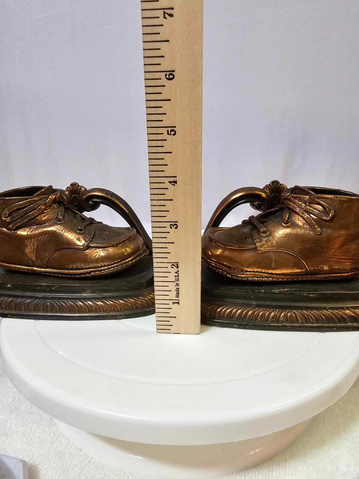 PAIR Vtg bronze baby shoes bookends 90oz eBay