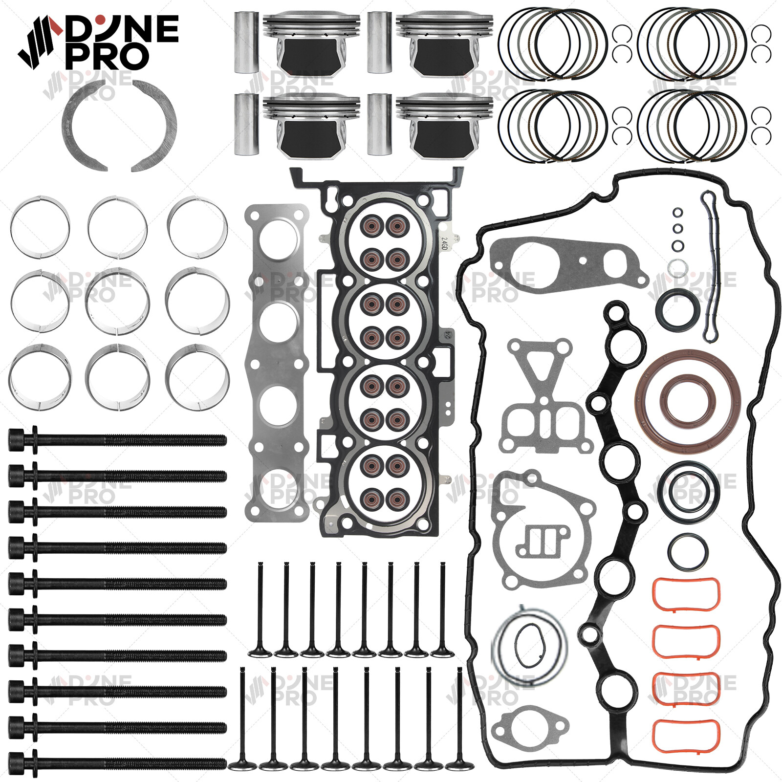 G4KJ 2.4L Engine Head Gasket Bolts Valve Pistons Kit Bearing Set For Hyundai Kia