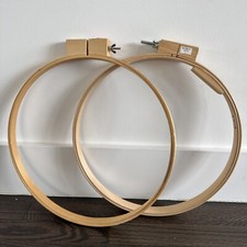 Embroidery Hoop Wood Round Lot of Two 13.75" Diameter Brand New