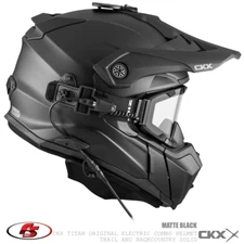 NEW CKX TITAN Snowmobile HELMET EDL SOLID: Black Matte w/ electric goggles