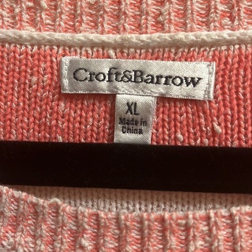 Croft & Barrow pink and white striped textured 3/4 Sleeve sweater size xl - Picture 3 of 5