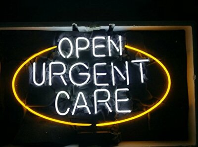 Open Urgent Care 60cm Glas Leuchtreklame Handgefertigte Werbeschild Wandleuchte