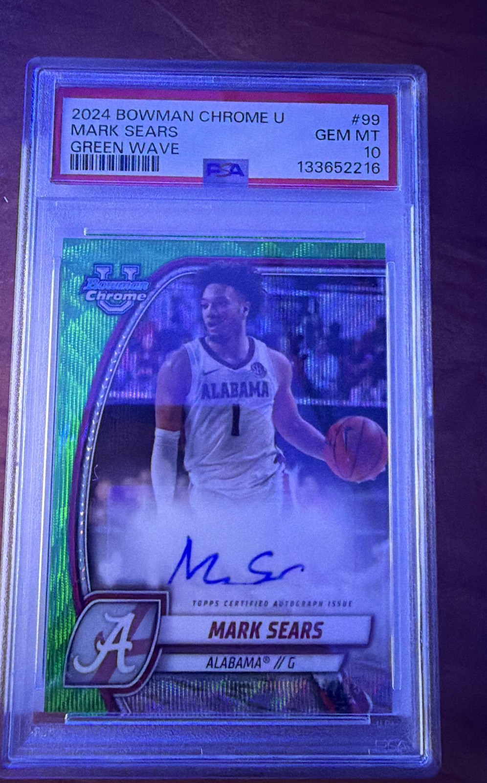 2024-25 Bowman University Chrome - Mark Sears #99 Green Wave Refractor /85 (RC)