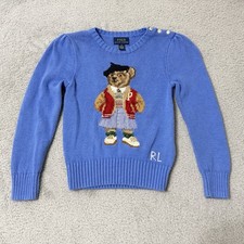Ralph Lauren Polo Girls Bear Cotton Sweater Light Blue Size 6 - SEE PICTURES