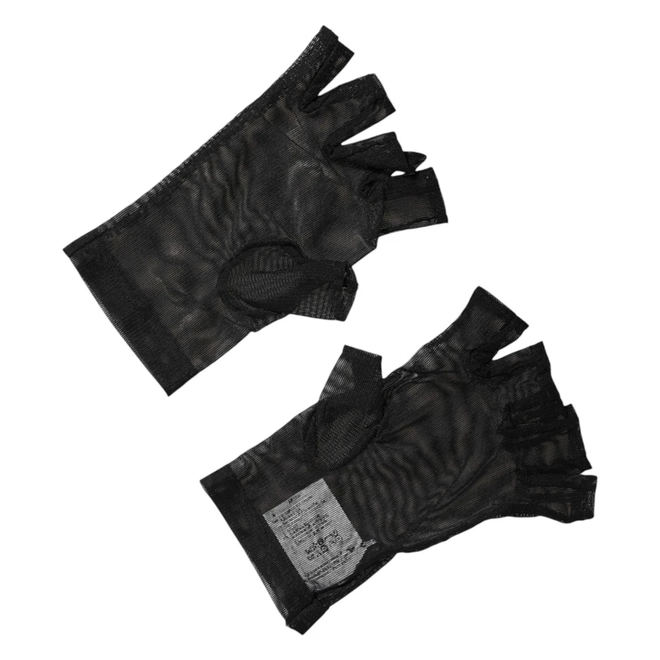 Guantes DOLCE & GABBANA Negro Nylon Longitud de Muñeca Mitón Sin Dedos 7.5 / M 380usd Foto 4 de 4