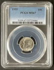 1955 (P) Roosevelt Dime PCGS MS67 Small Chip In Slab