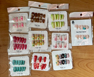 Press On Nails Lot Multicolor Glitter Acrylic Pre Designed Full Cover M Coffin