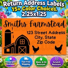 50 FARM RETURN ADDRESS MAILING LABELS 2.25" 1.25 STICKERS INVITATION FARMSTAND