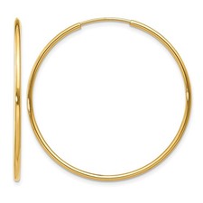 14k Yellow Gold 1.20mm Endless Hoop Earring 1.16gm L 35mm, W 35mm