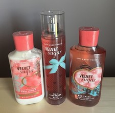 Bath Body Works Velvet Sugar Body Wash, Fine Fragrance Mist  Body Lotion Set