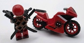 Custom Lego Deadpool Minifigure With Motorcycle Marvel Super Heroes 6866 Merc