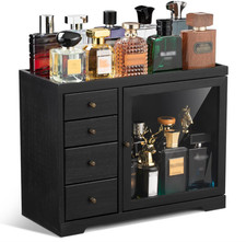 Organizador de Perfumes para Hombre de 5 Niveles con 4 Cajones, Madera Negra Ant