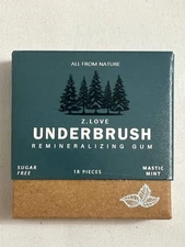 Underbrush Remineralizing Organic Chewing Gum Z.Love Mastic Mint 18 Pieces