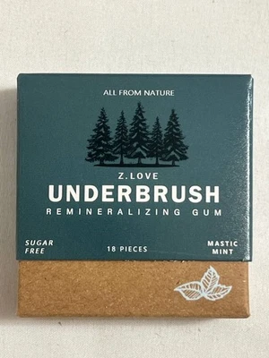 Underbrush Remineralizing Organic Chewing Gum Z.Love Mastic Mint 18 Pieces