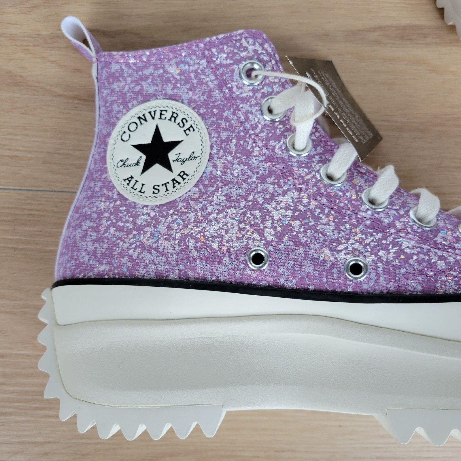 ⭐Converse Run Star Hike Platform 10.5 Women Shoes Purple Glitter Sneaker A10096C thumbnail 9