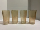 3 Jeanette Glass Iridescent Marigold Carnival Tree Bark 16 ounce Tumblers MCM