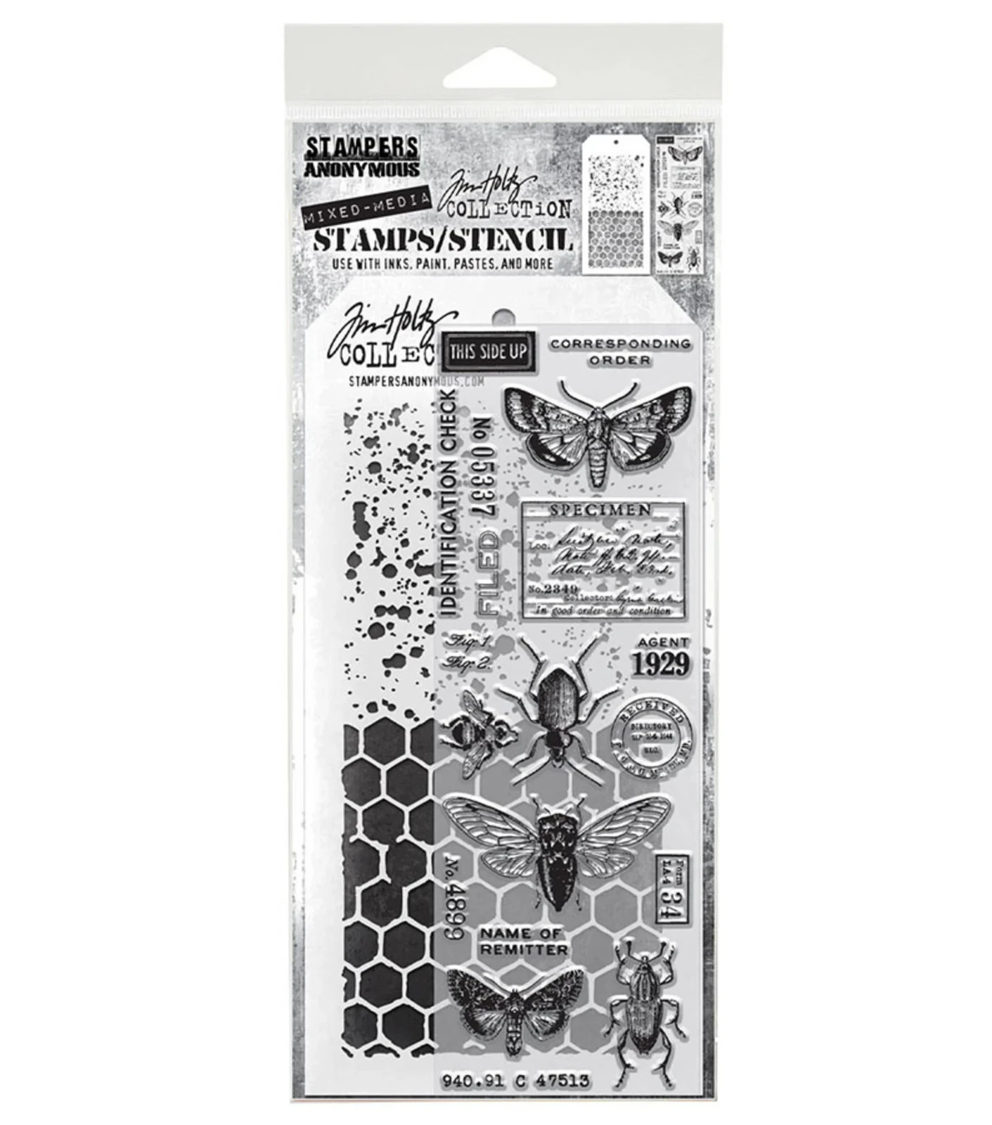 Stampers Anonymous Tim Holtz  Stamps + Stencil Mixed Media #11  THMM111