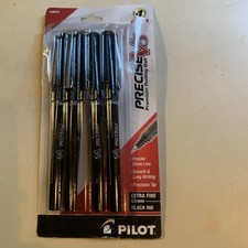 Precise V5 Black Rolling Ball Pens, Extra Fine 0.5mm, Capped Design, Pack of 4