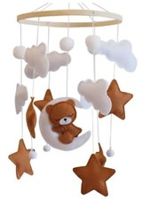 Baby Nursery Decor ,Teddy Bear Baby Mobile, Cloud Crib Mobile, Neutral Mobile