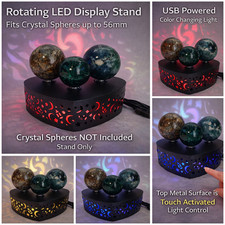 USB Rotating LED Crystal Sphere Stand Crystal Ball Display Base Color Changing