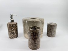 Stone Bathroom Accessory Set 4 Pc Marble Look Soap Dispenser Tumbler