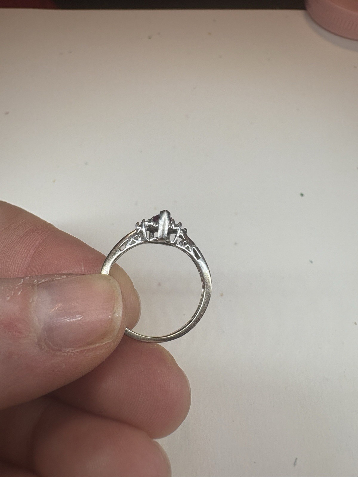 1Ct Pear shaped Lab created Ruby Cluster Ring 14K… - image 3