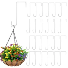 24 Pcs Vinyl Fence Hooks 2 x 6 inch White Patio Hangers Powder Coated Steel F...