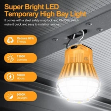 100W LED Temporary Work Light Linkable Construction Lamp with ON/Off Switch&Hook