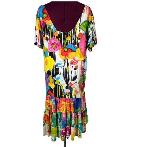 Vintage Jams World Bouquet Print Womens Hawaiian Floral Tiered Shift Dress Sz XL - Picture 4 of 14