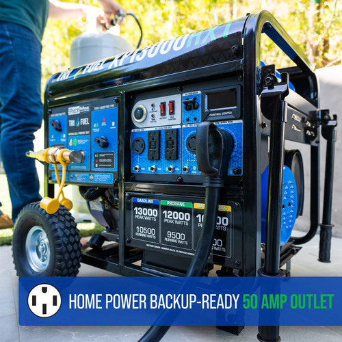 DuroMax XP13000HXT 13,000W Electric Start Tri-Fuel Portable Generator w/CO Alert - Picture 6 of 12