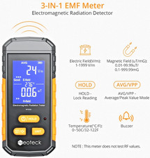 3-in-1 EMF Meter Electromagnetic Radiation Detector Portable Rechargeable