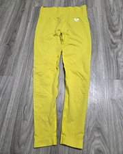Women's Yellow Seamless High Rise Ankle Leggings S Nylon/Spandex Yoga Logo