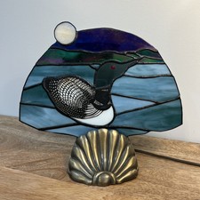 Stained Glass Duck with Stand and Light 10"
