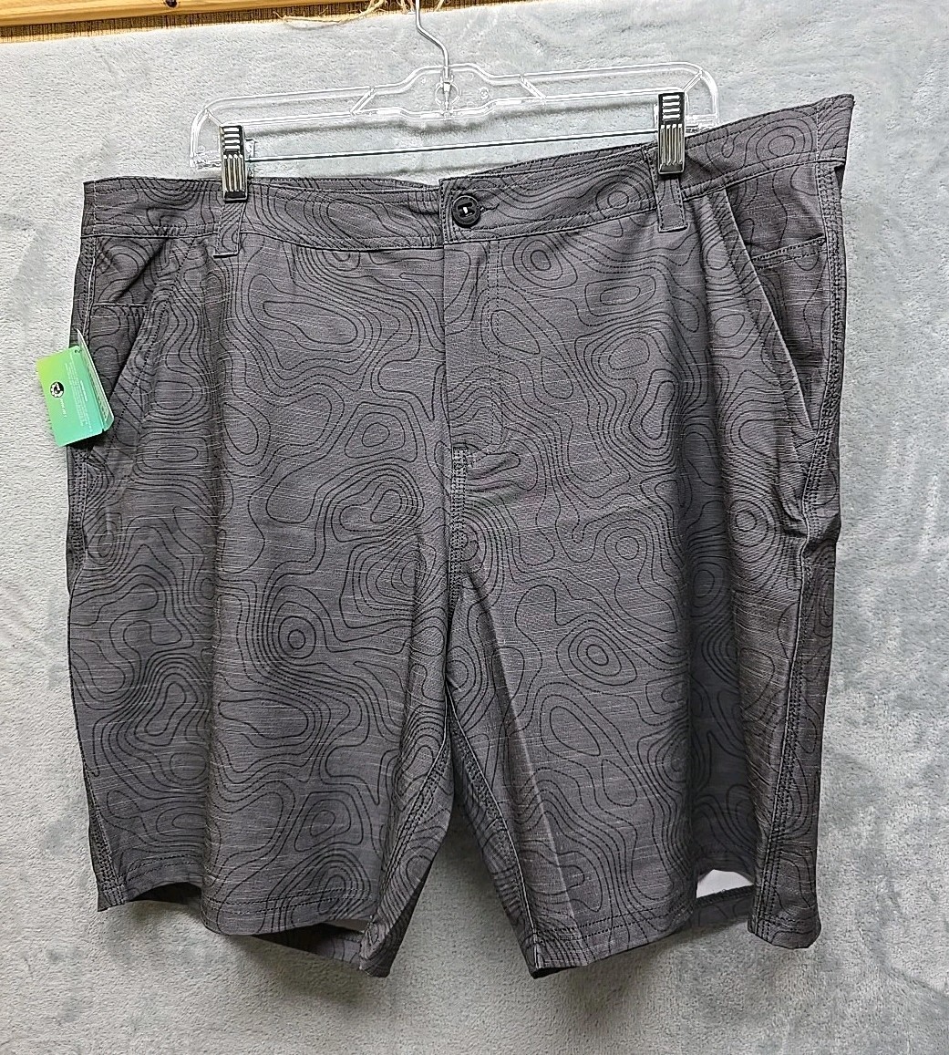 New Sea Doo  Men Shorts Size XL Grey Swirl Print Front/Back Pockets Quick Dry UV