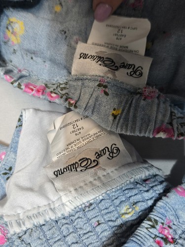 Vintage Rare Editions Girls Shorts Set Tank Blue Floral 12 Years - Picture 3 of 3