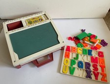 Vintage 1972 Fisher Price Toys School Days Desk Stencils Alphabet Letters
