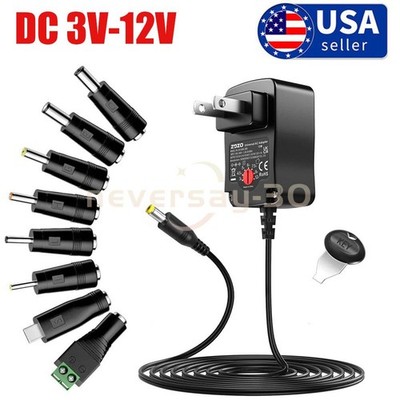 12W 3V-12V Universal AC Adapter Power Supply Wall Charger Cord for DC Charger