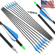 30" Carbon Arrows Spine 500 Arrowhead 100Gr Bow Archery Hunting Shooting Target