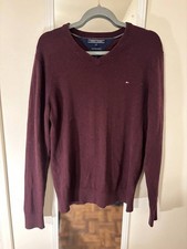 Tommy Hilfiger Pima Cotton Cashmere Sweater Mens Medium Burgundy Crewneck Logo