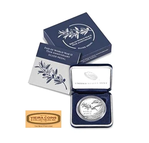 2020 End Of World War II 75th Anniversary - .999 Fine Silver Medal, Box & COA