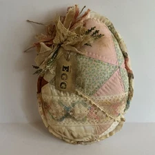 Primitive Quilt Easter Egg Bowl Filler Handmade Patchwork Pink Rustic Cutter 10”
