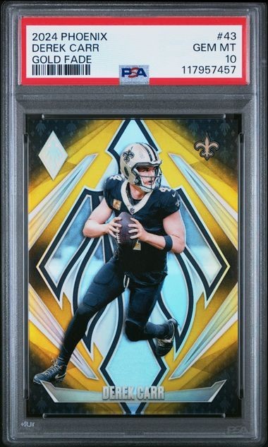 2024 PANINI PHOENIX #43 DEREK CARR GOLD FADE 12/125 PSA GEM MT 10