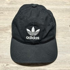 Adidas Originals Trefoil Hat Cap Relaxed Strapback Black White Logo Dad Cap