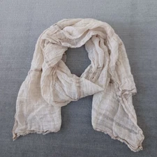 Eskandar Linen Scarf Beige Basketweave Oversized Classic Minimalist Casual