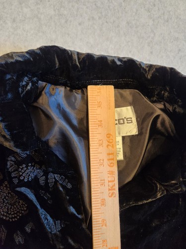 Chico’s Samtjacke Damen Gr. 3 schwarz Blumen bestickt Parka Jacke - Bild 14 von 24