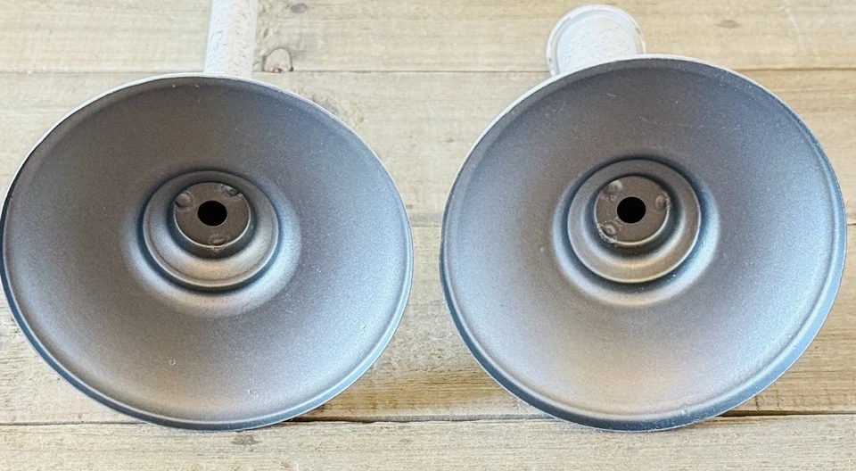 2 Antique White Metal Candlesticks Chippy Distressed Farmhouse Rustic NWOT - Image 3 of 3