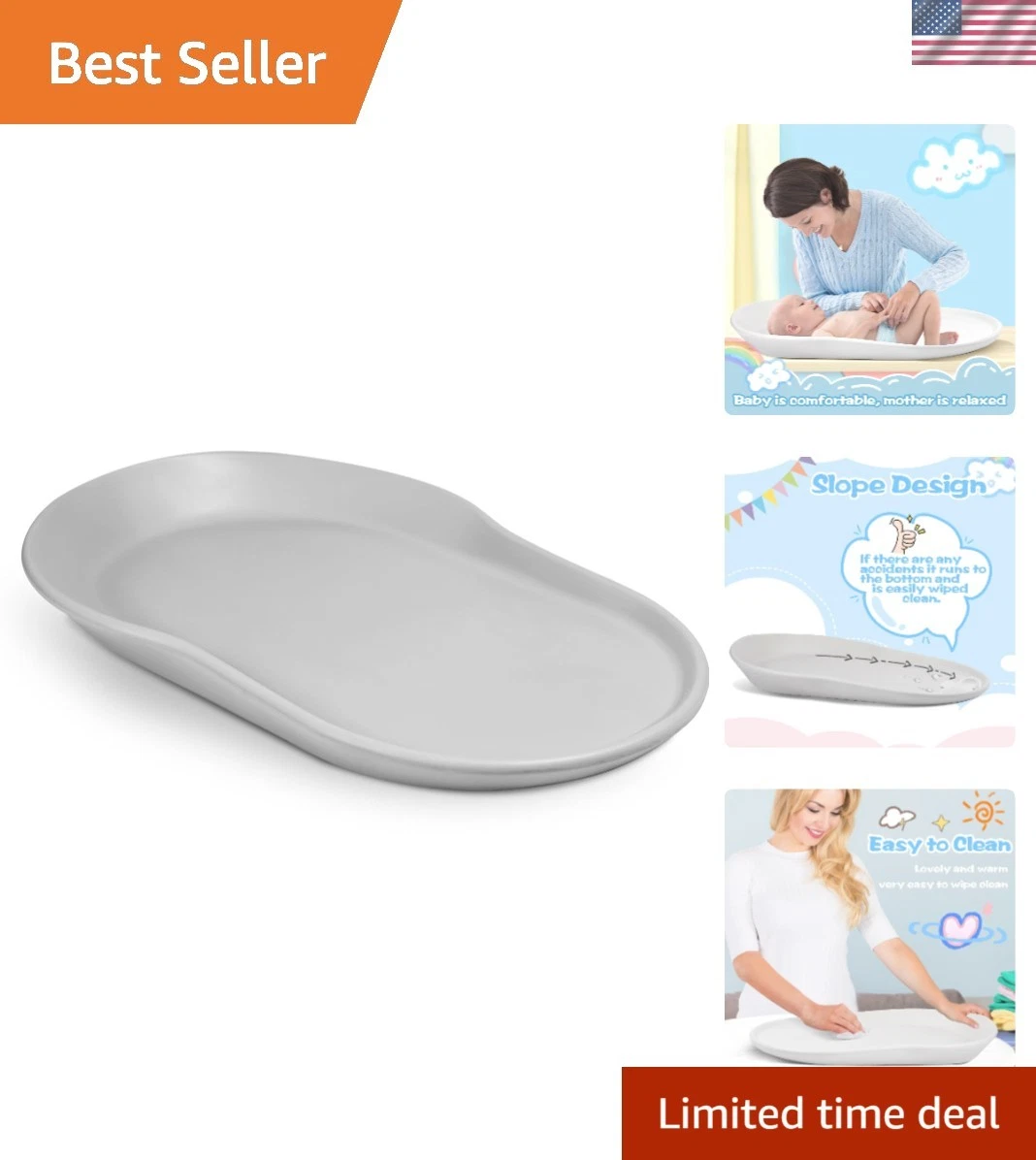 Elevated Baby Changing Pad - Spacious, Easy to Clean & Ideal for Tummy Time