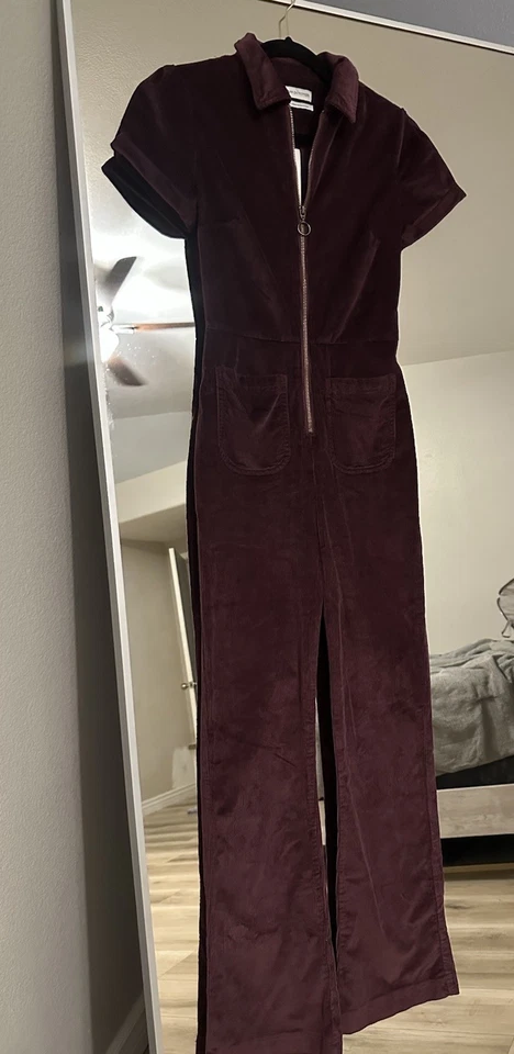 URBAN OUTFITTERS баклажанов фиолетовый вельвет молнии 70-х годов MOD утилита котел комбинезон S - Изображение 4 из 4