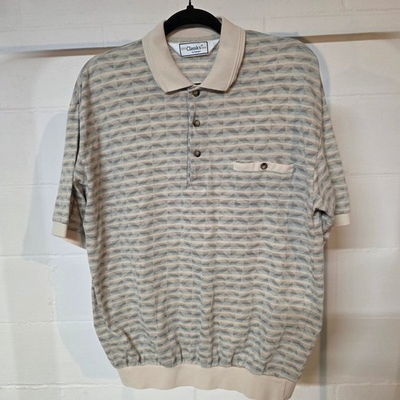 #ad #ad Vintage 80s Classics by Parkland Geometric Polo Beige Black Eclectic Grandpa $16.53